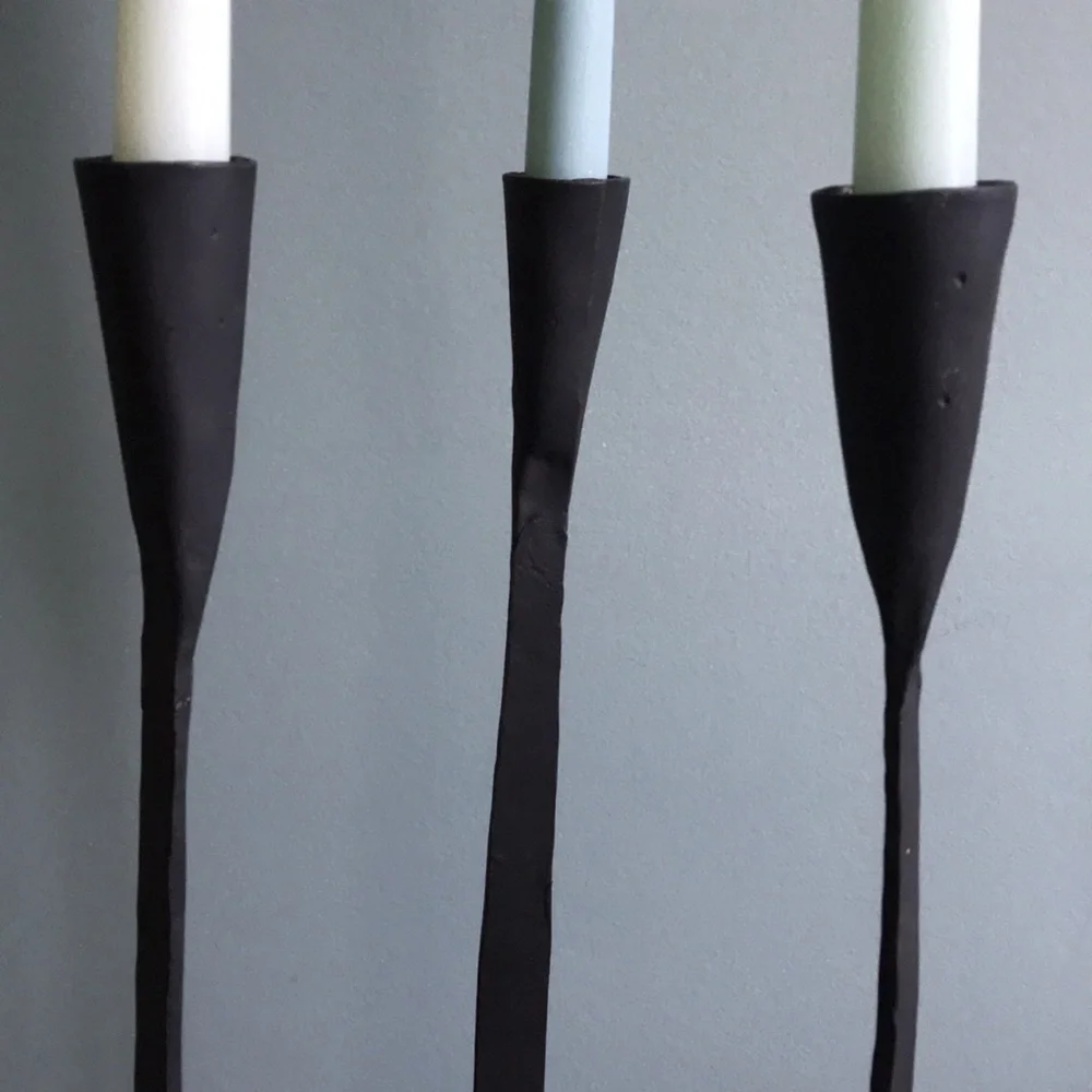 Van Keppel Green VKG Iron Triple Candlestick Holder Mid Century Modern MCM